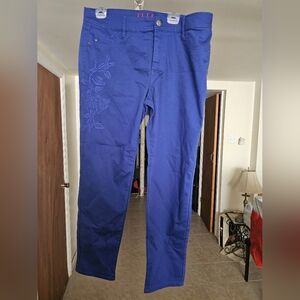 Blue Embroidered Pants